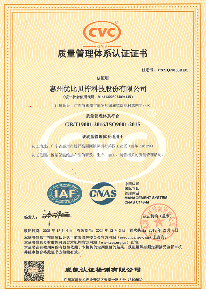  ISO Quality Management System Certification 